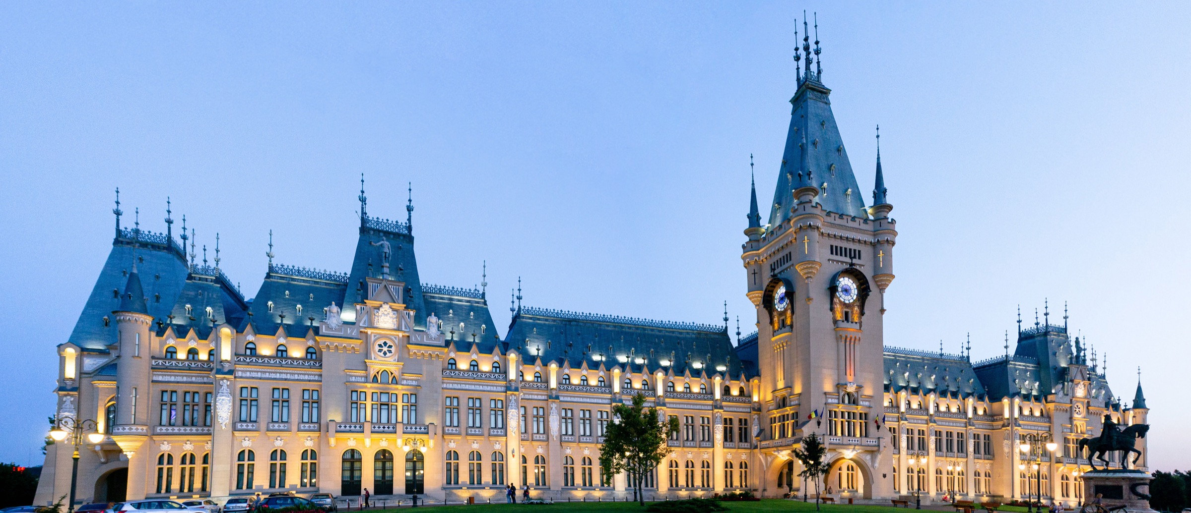 Palace of Culture in Iasi at dusk